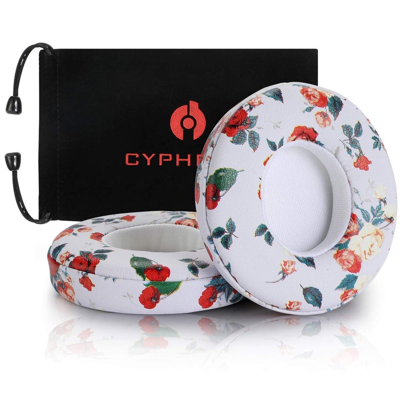 Cypher.V Replacement Earpads Cover, Ear Cushion Pads Compatible with Solo 2.0 3.0 On Ear Headphones 1 Pair (White Floral) - Image 5